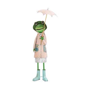 Metal Storybook Frog Garden Statue