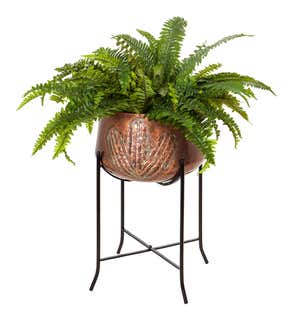 Copper and Verdigris Metal Cactus Planter with Stand