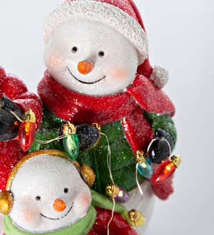 Lighted Snowman Trio with Christmas Lights