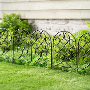 Scrollwork Wrought Iron Edging with Ground Stakes and Gunmetal Finish