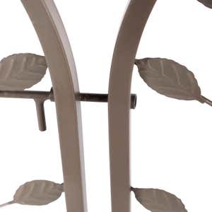 Metal Arched Birds and Leaves Garden Arbor with Gate