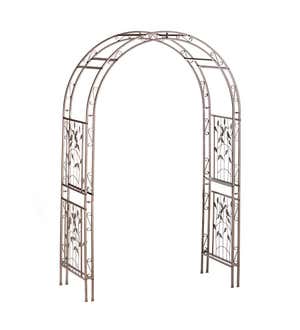 Metal Arched Birds and Leaves Garden Arbor