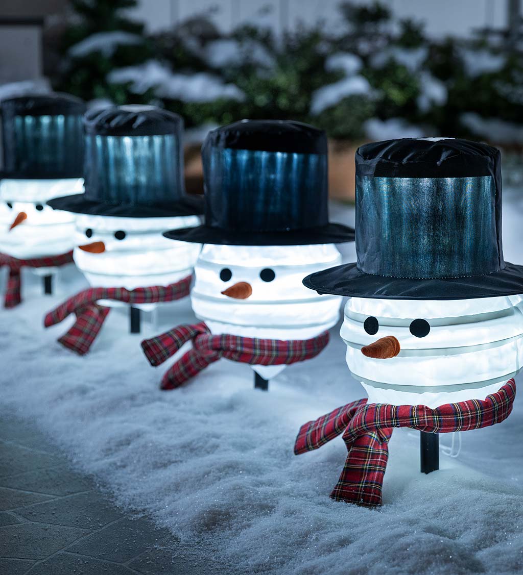 Snowman Path Light Covers, Set of 4 | Plow & Hearth