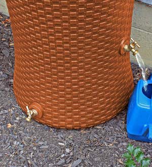 50-Gallon Wicker Rain Barrel with Planter Top