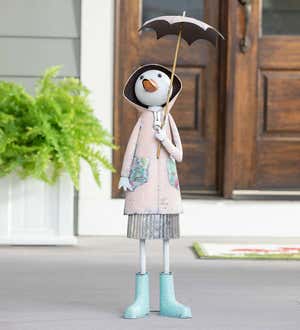 Metal Storybook Duck Garden Statue - Pink