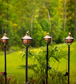 4-in-1 Cage-Style Garden Torches, Set of 4