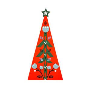 Red Cedar Scandinavian Modern Ornament Set, Wood Christmas Tree