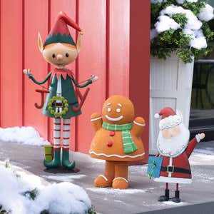 Indoor/Outdoor Metal Waving Santa Statue