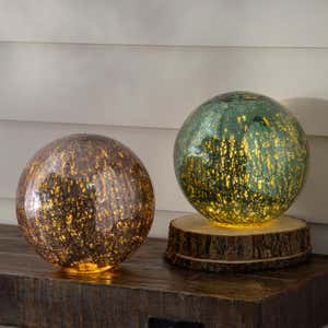 Lighted Crackle Glass Gazing Ball