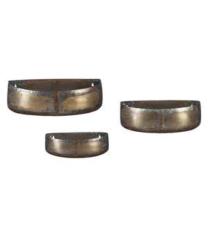 Rustic Metal Wall Planters, Set of 3