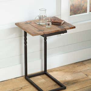 Deep Creek Rustic Pull-Up Table with Fold-Out Leaves in Wood and Metal