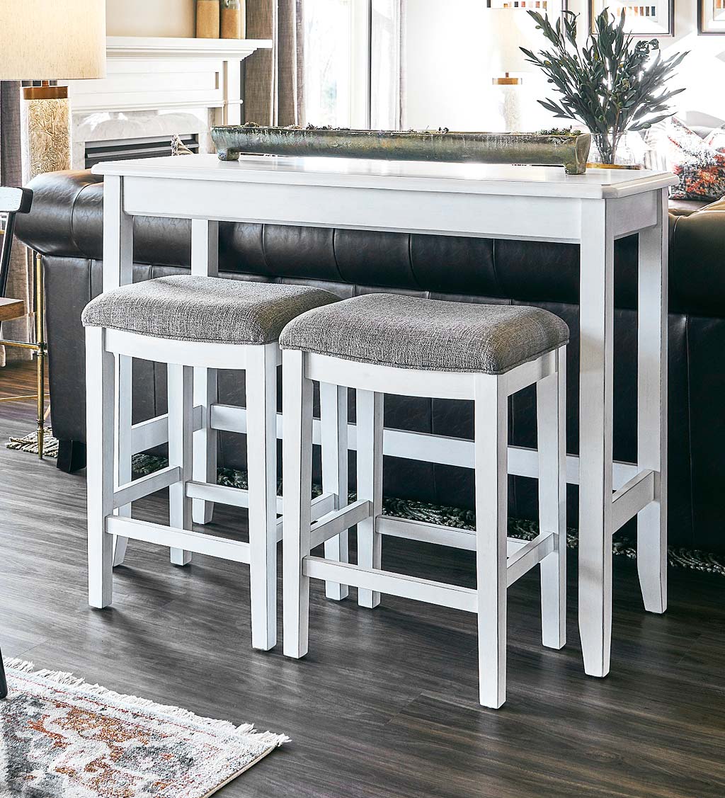 Sofa table discount and bar stools