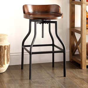 Adjustable Height Barrel-Style Low Back Stool