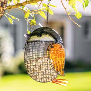 Glass Chickadee Hanging Mesh Bird Feeder