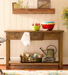 Pine Console Table with Interchangeable Drawer Front