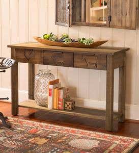 Pine Console Table with Interchangeable Drawer Front