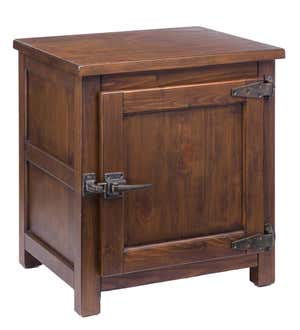 Portland Ice Box Wood Storage Side Table with Replica Hardware - Walnut