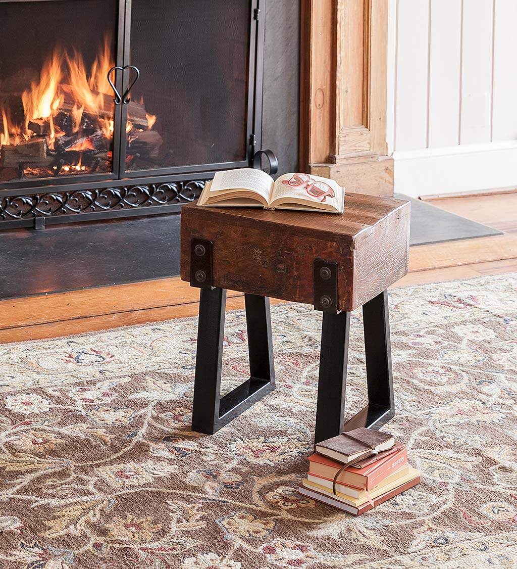 Richland Indoor/Outdoor Reclaimed Wood Stool/Side Table | Plow