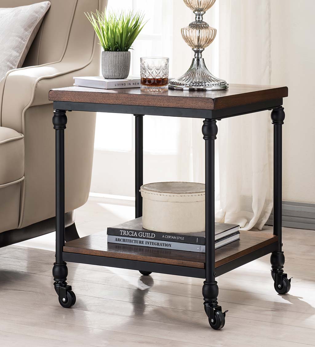 Side table with power shop outlet