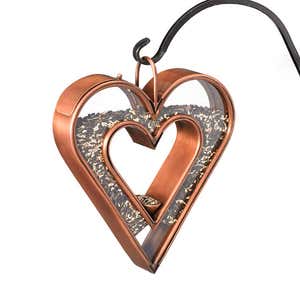 Heart-Shaped Copper and Plexiglass Fly-Thru Bird Feeder - Copper