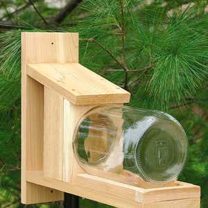 Wood and Glass Jar Squirrel Feeder