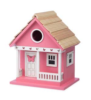 Butterfly Wooden Cottage Birdhouse