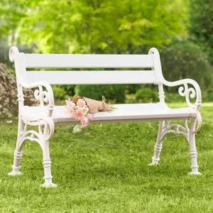 White PVC Scrollwork Garden Bench - White