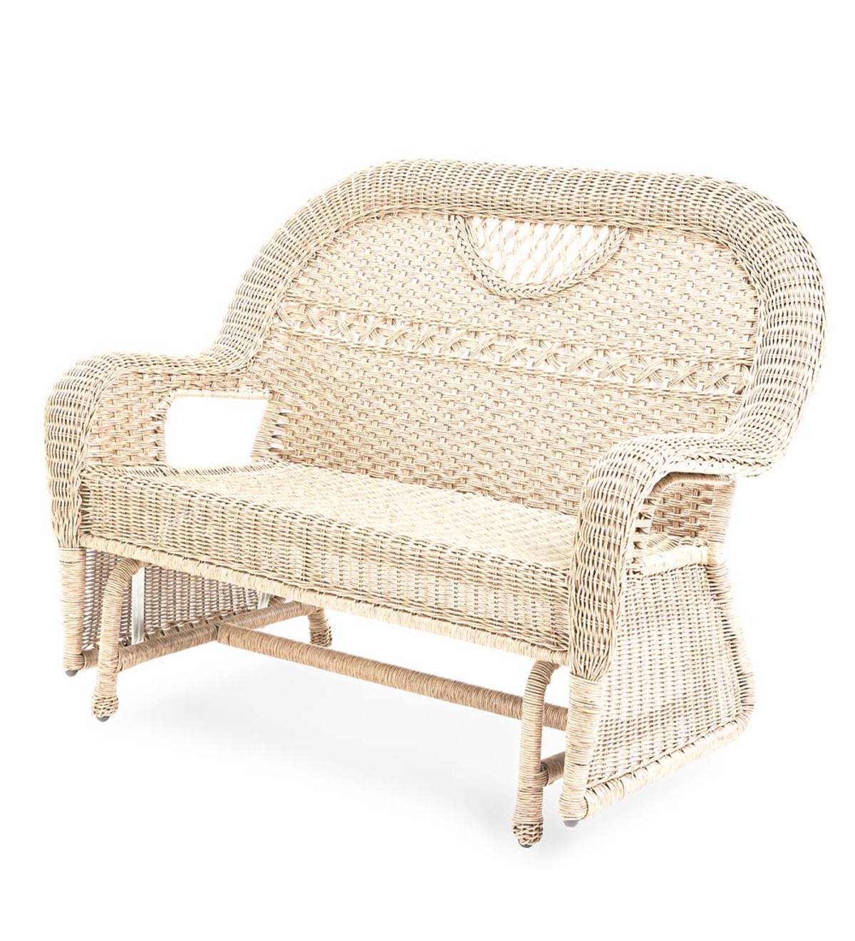 Prospect Hill Wicker Love Seat Glider Beach House Walnut Plow