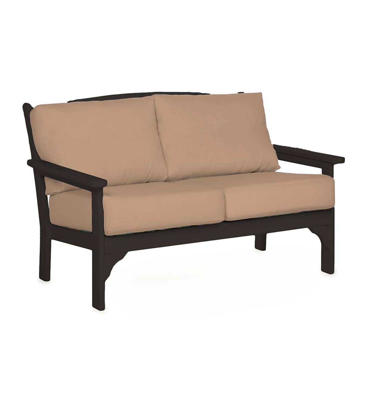 POLYWOOD Deep Seating Settee with Sunbrella Cushions Black With