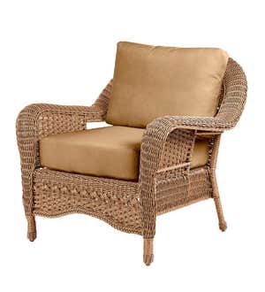 Prospect Hill Outdoor Wicker Deep Seating Chair with Cushions - Driftwood with Khaki Cushions