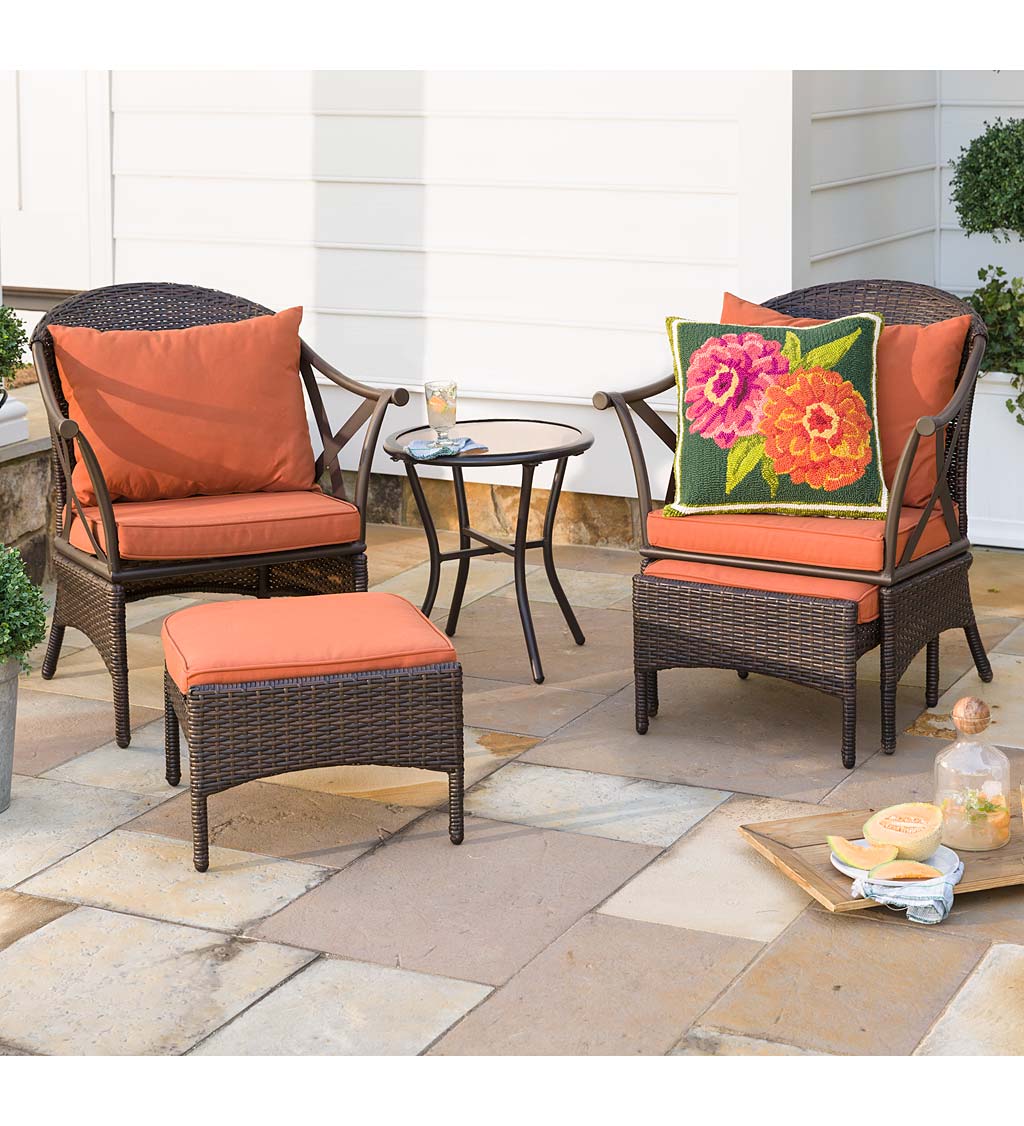 Wicker patio furniture with orange cushions hot sale