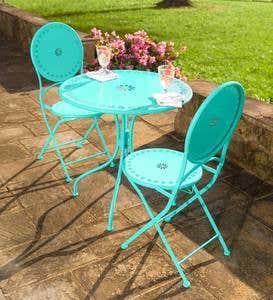 Blue Metal Daisy Bistro 3-Piece Set