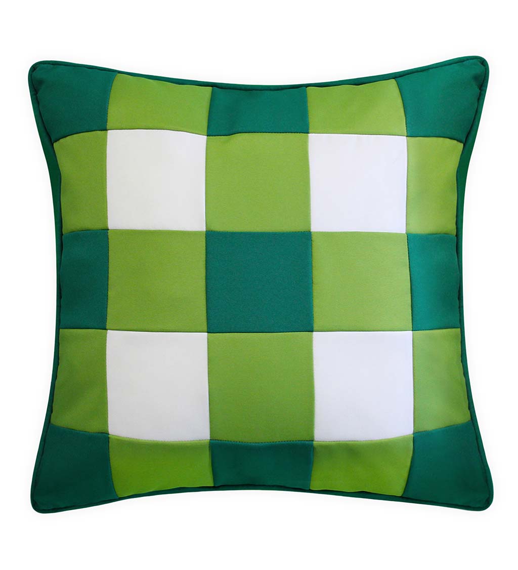 Indoor Outdoor Bright Buffalo Plaid Throw Pillow Green Plow