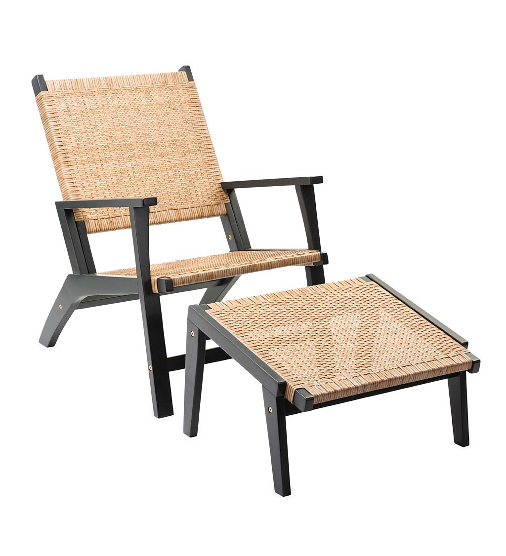 Claytor Eucalyptus Outdoor Furniture Chair and Ottoman 2 Piece