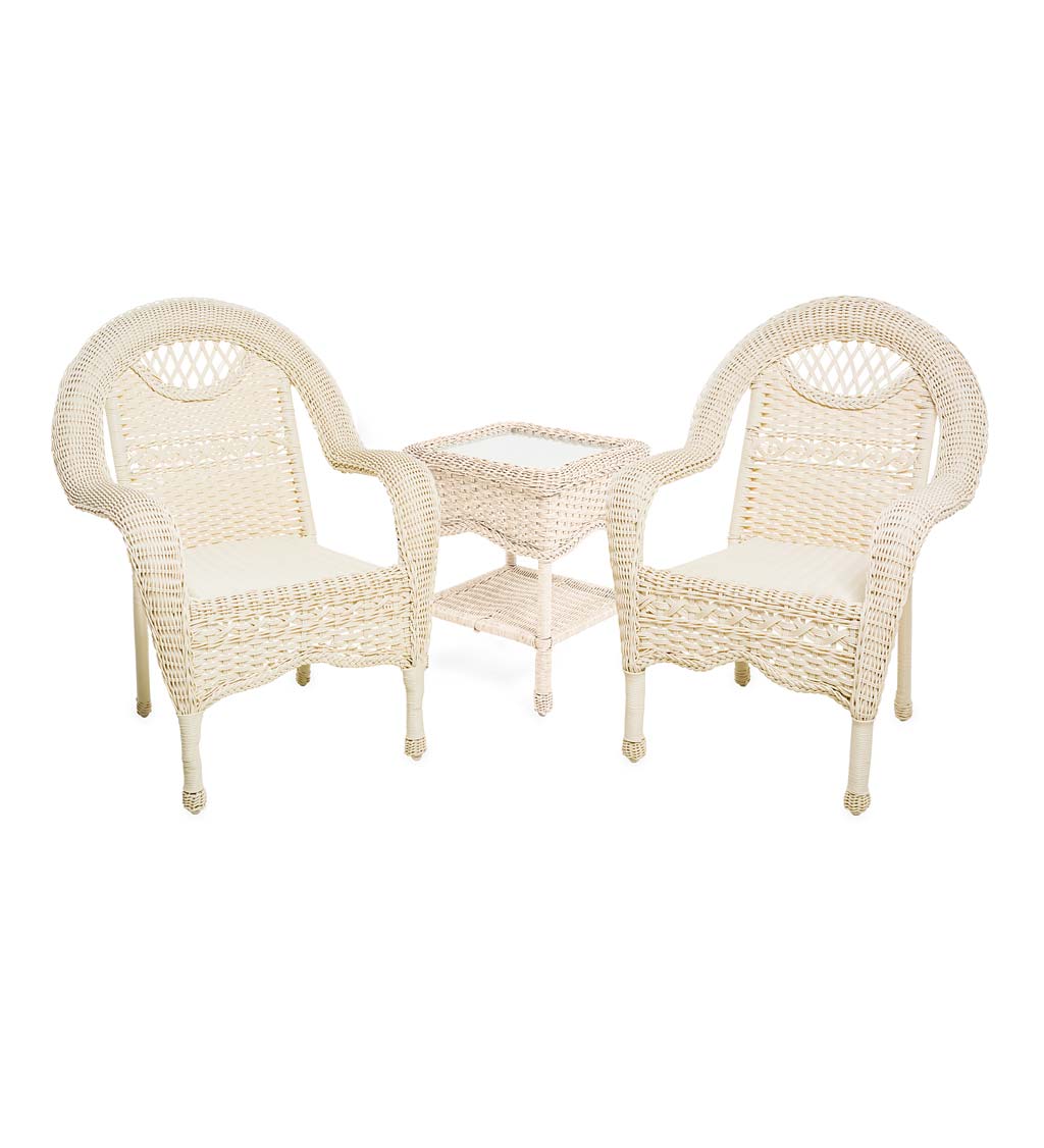 White wicker cheap chair with ottoman