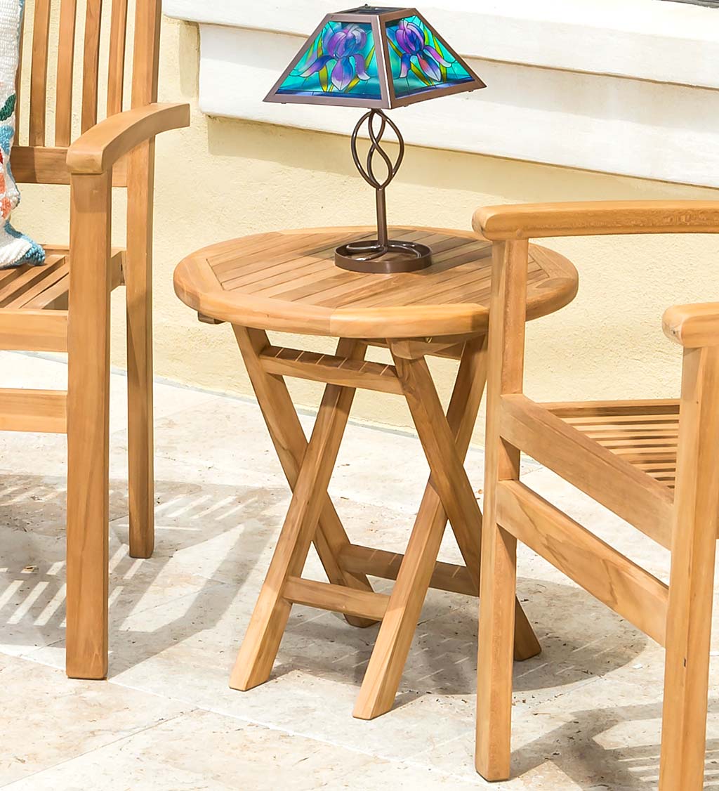 Small teak store side table