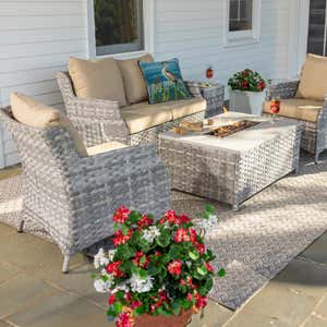 St. Helena Wicker Patio and Fire Pit Seating Set, 5-Piece