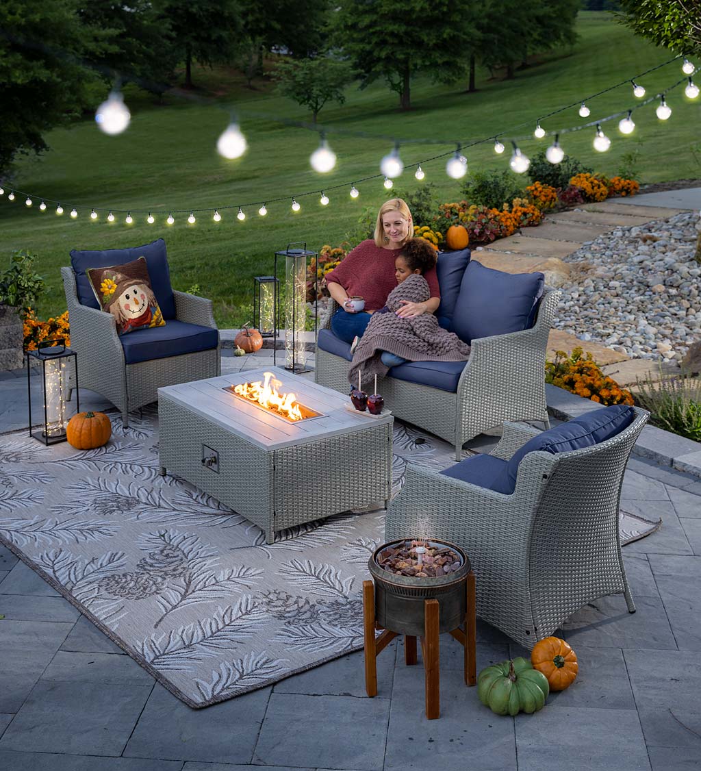 Wicker outdoor furniture outlet with fire pit