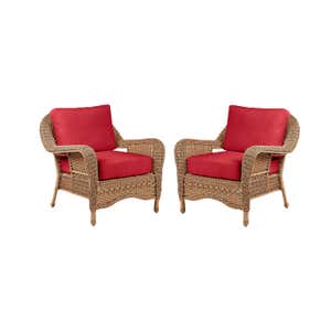 Prospect Hill Outdoor Deep Seating Chairs with Cushions, Set of 2 - Cloud White with Barn Red Cushions