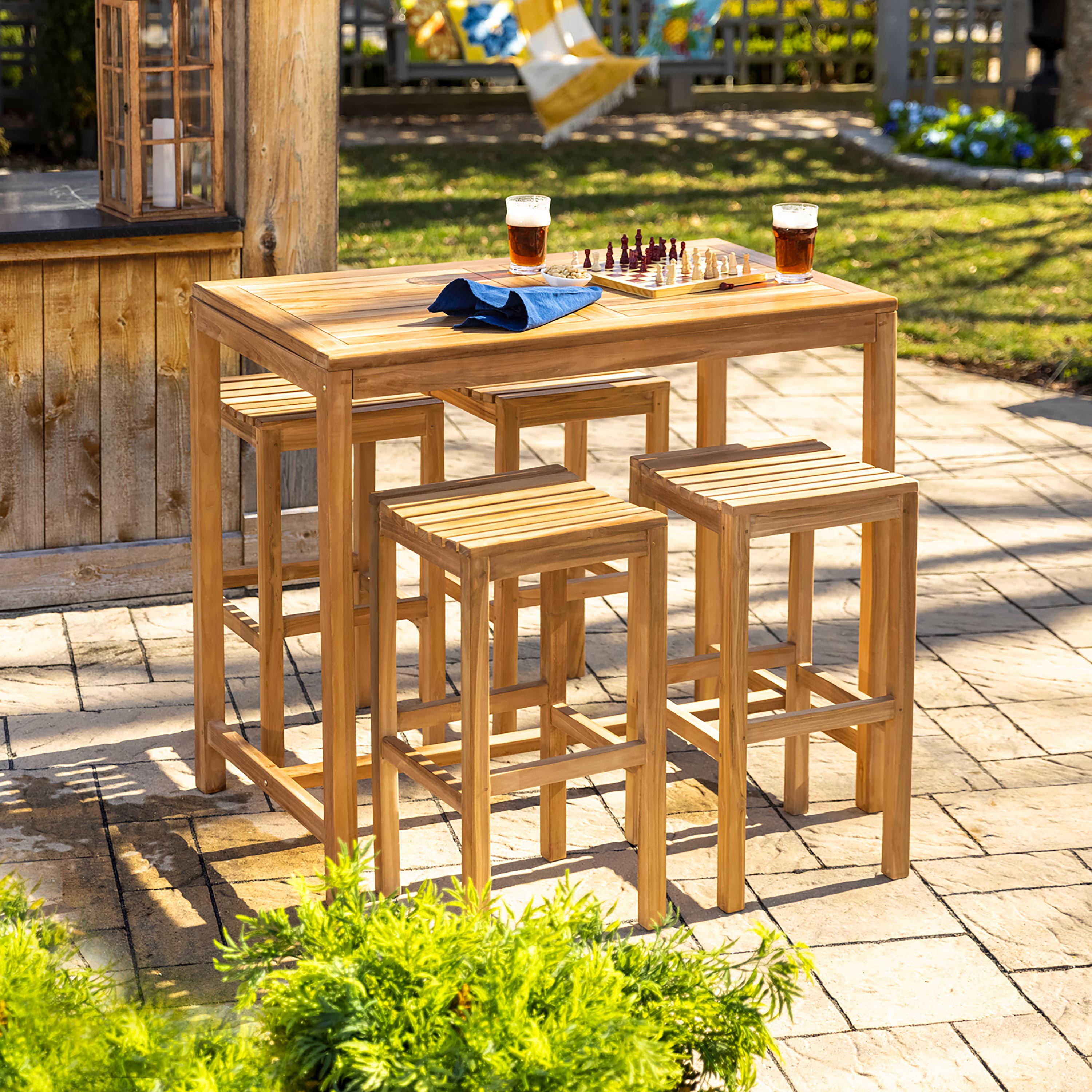 Teak Bar Set, 5-Piece