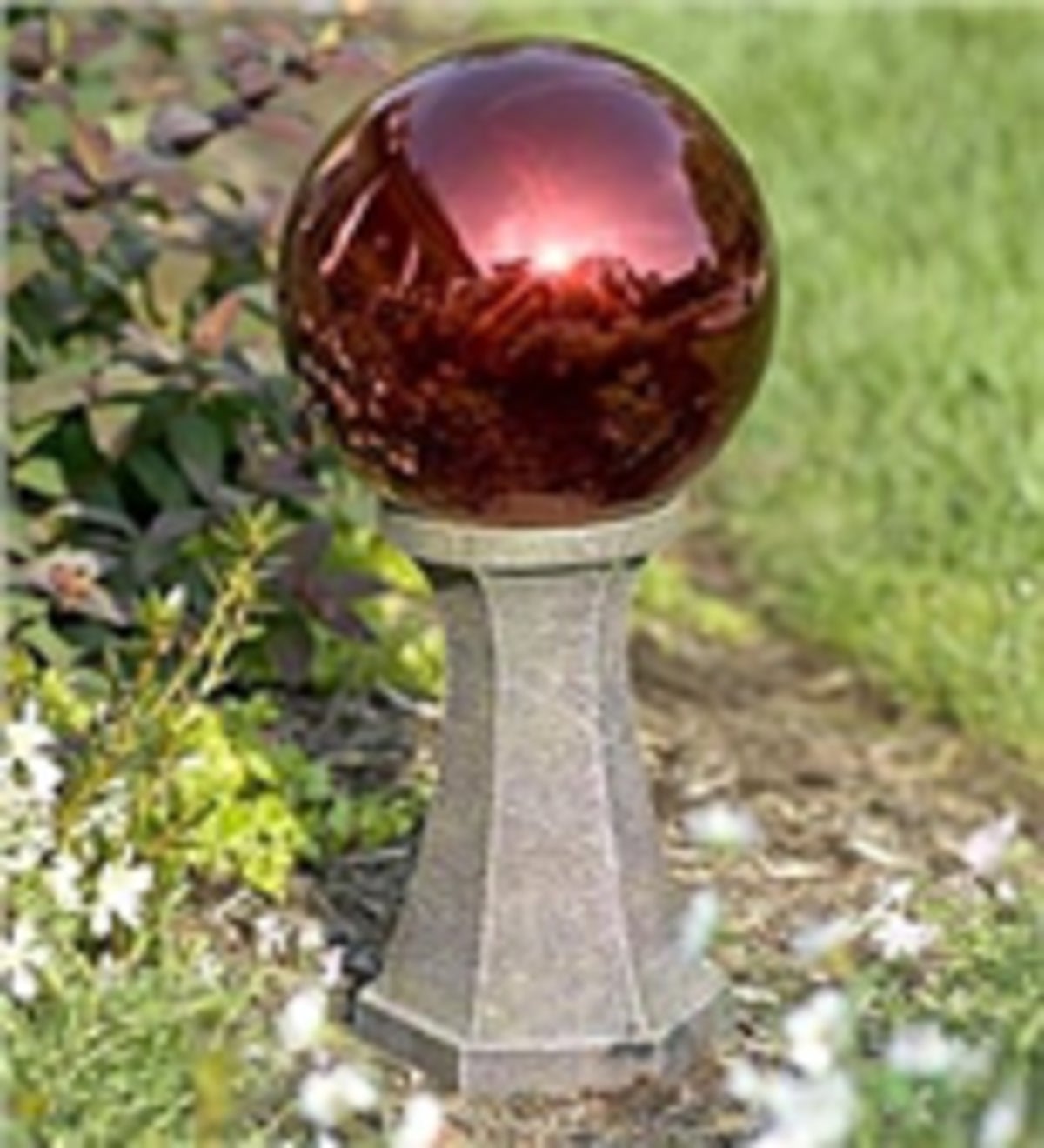 Stainless Steel Gazing Ball With 12"H Column Stand