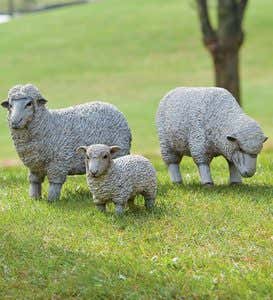 Grazing With Head Down All-Weather Resin Sheep Garden Statue