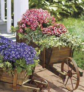 Large Decorative Wood Wheelbarrow Planter