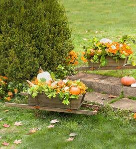 Large Decorative Wood Wheelbarrow Planter