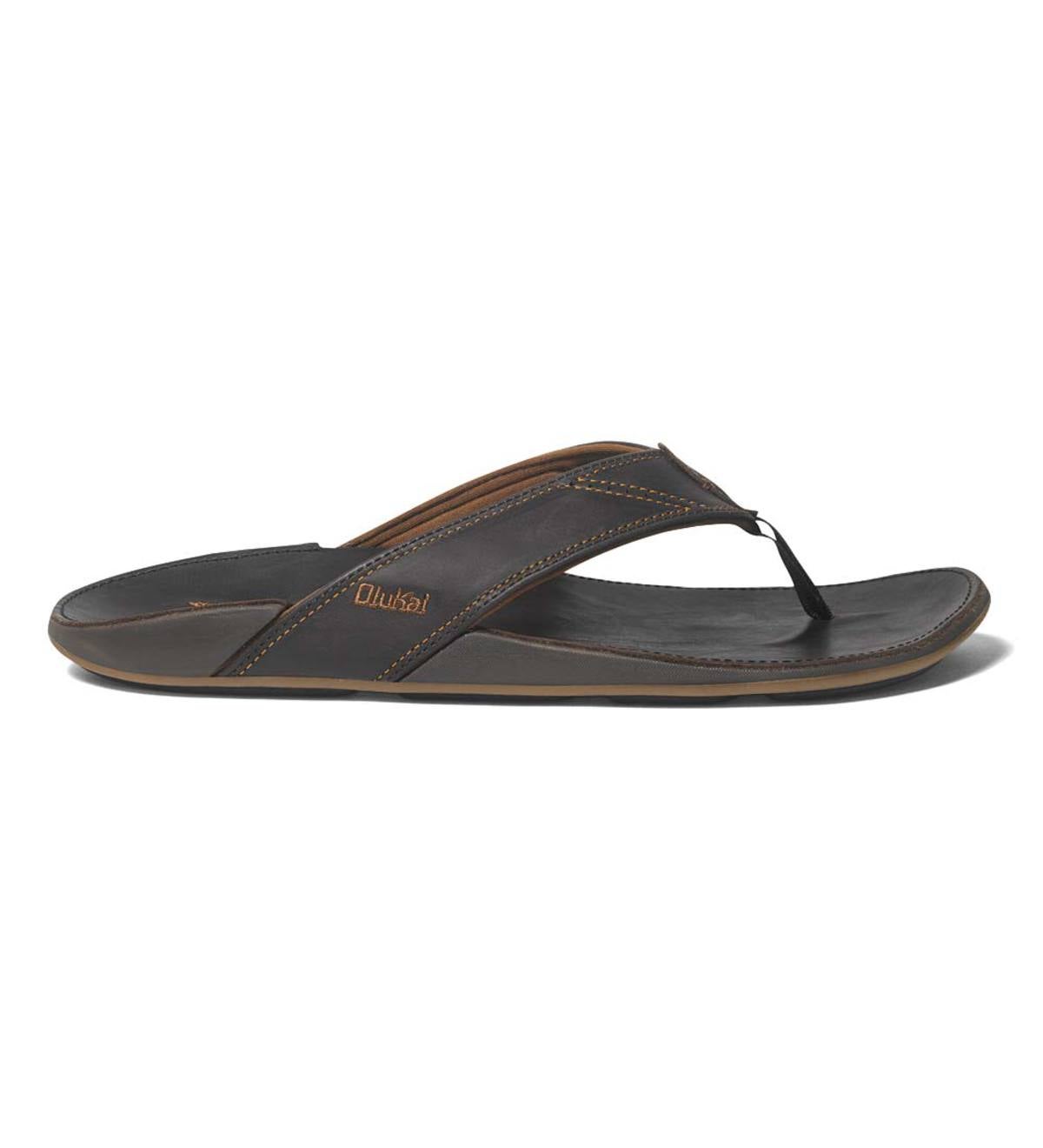 Men s OluKai Nui Flip Flop Sandals Dark Java Size 8 Plow