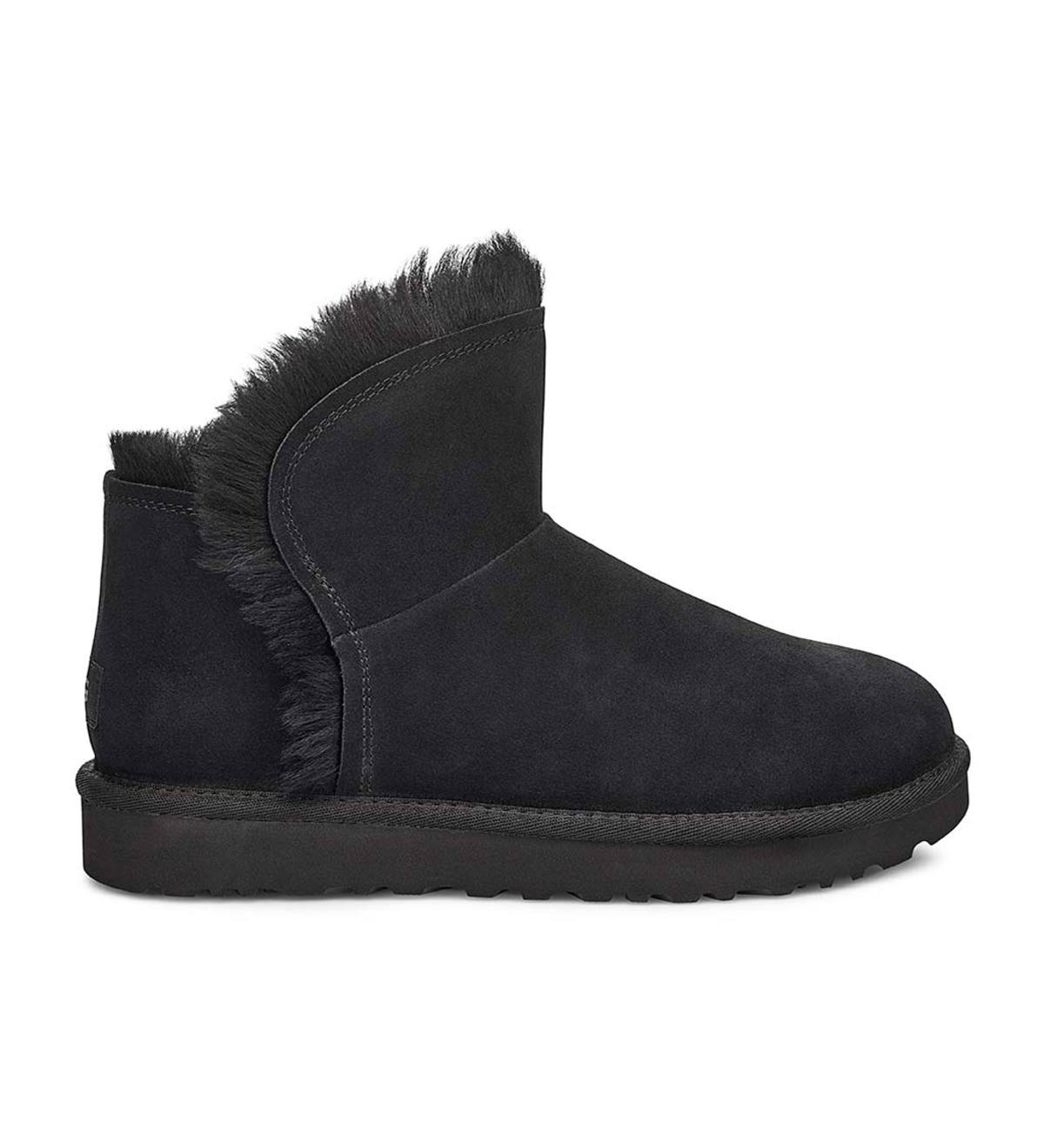 UGG Classic Mini Fluff High Low Boot Black Size 6 Plow Hearth