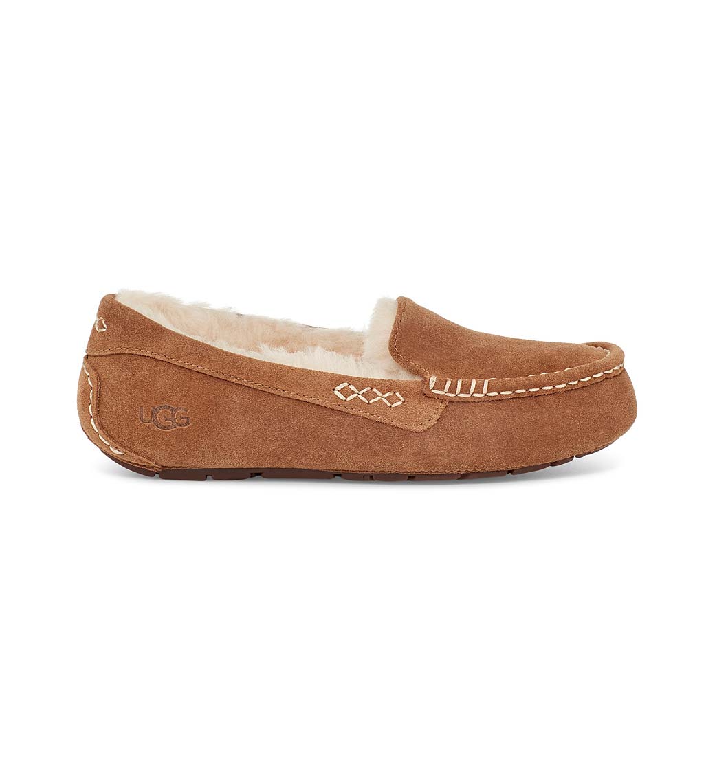UGG Ansley Women's Suede Moccasin Slippers - Chestnut - 5 | Plow