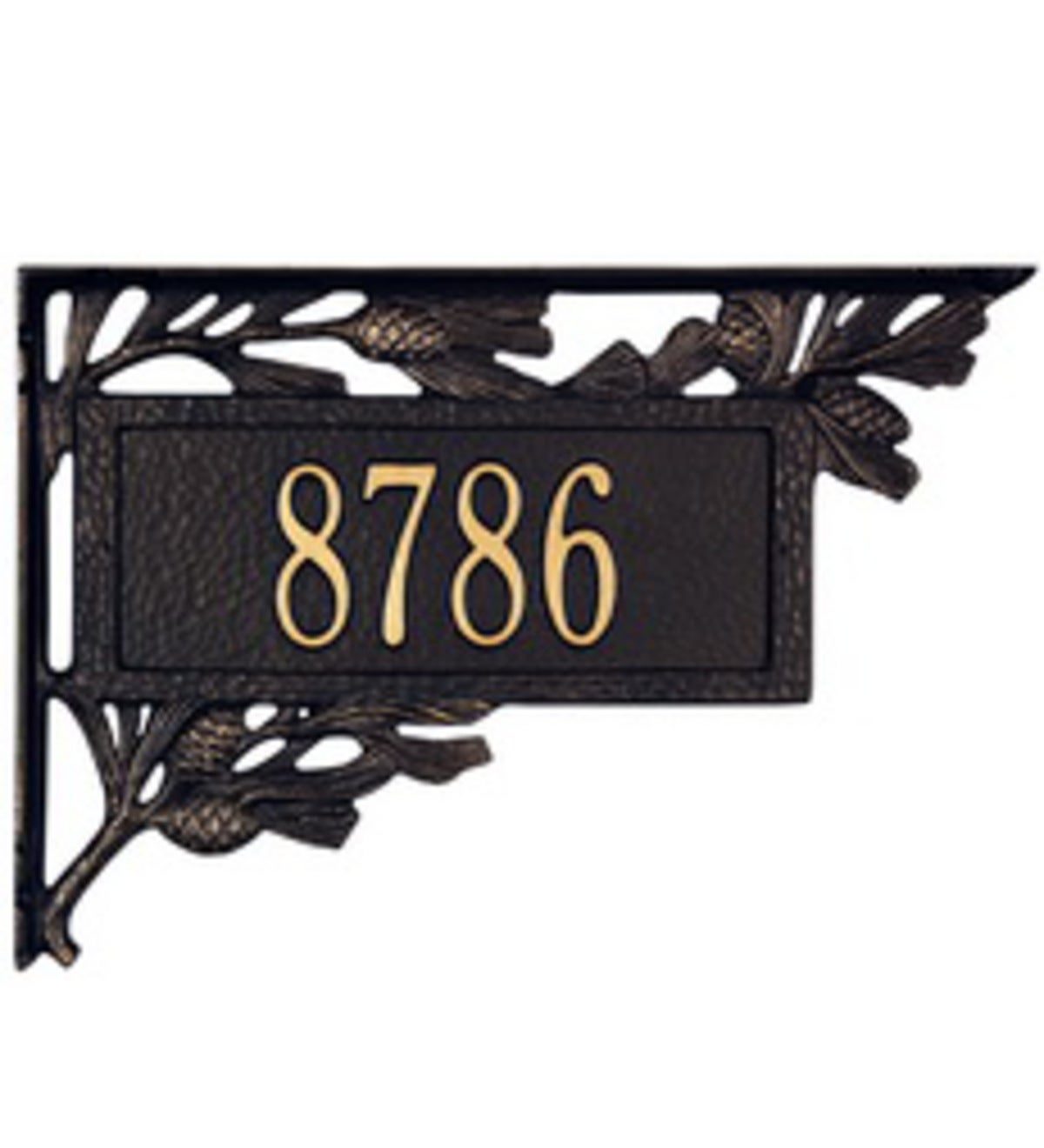 American-Made Personalized Pine Cone 2-Sided Mailbox Address Marker In Cast Aluminum - Black