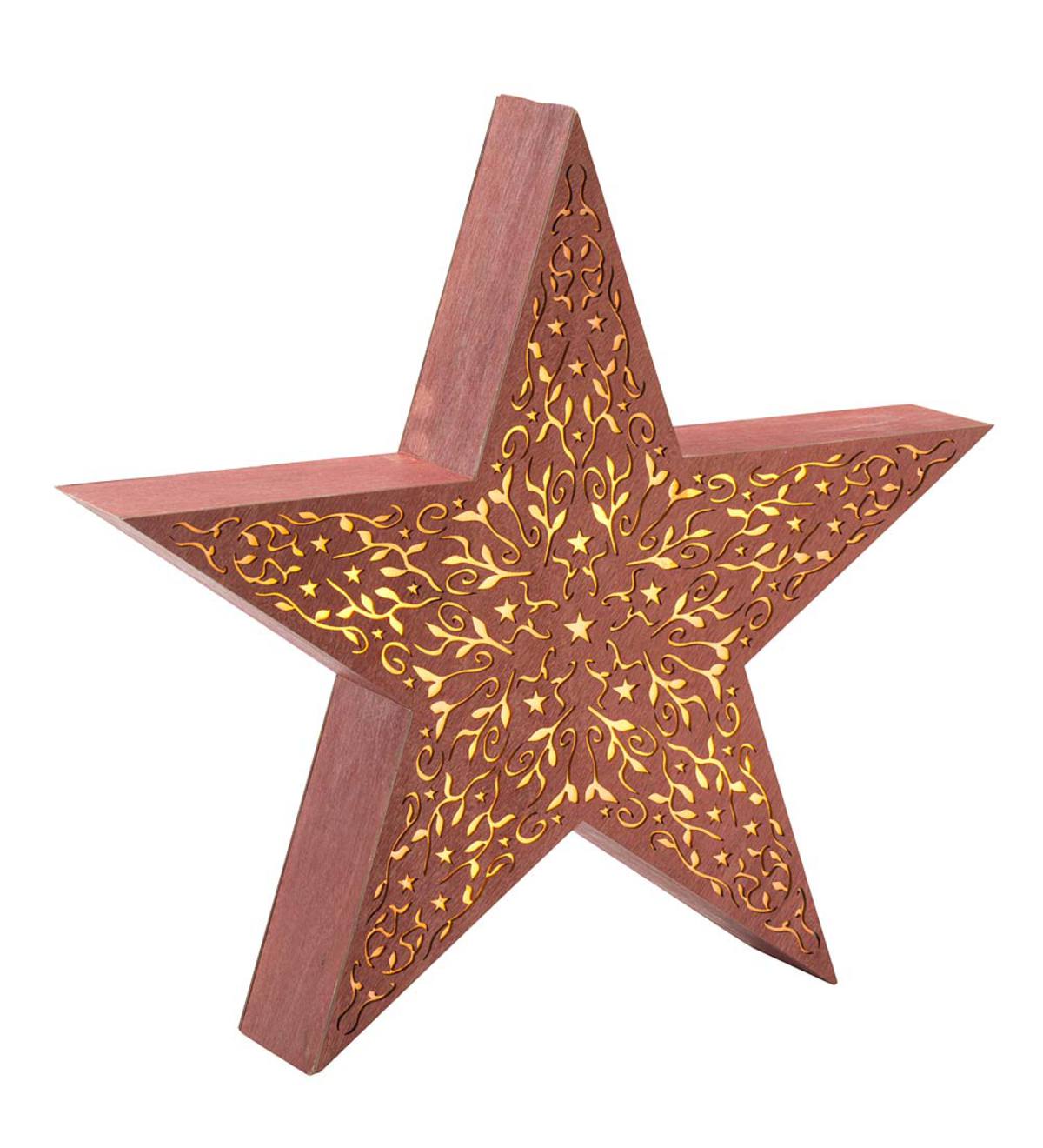 Large Wooden Star with LED Lights