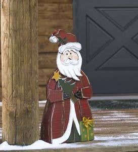 Rustic Wooden Santa Accent